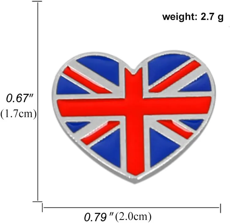 Britain English National Flag Enamel Pin and the United Kingdom heart-shaped National Emblem Badge Brooch For Backpack and Coat