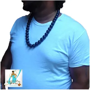 Brownskin Things All Black Wood Bead Necklace - Medium Size Beads - Handmade - Hip Hop Accessories - African American