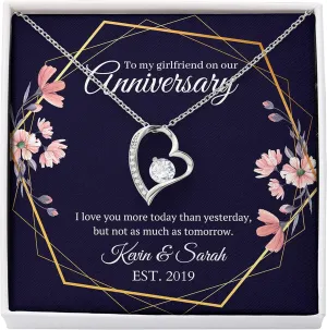 Bubble Hugs Anniversary Necklace Silver Plated - to My Girlfriend On Our Anniversary - Custom Name Couple Year Relationship from Boyfriend