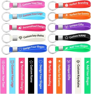 Bulk Silicone Keychains, Personalized Keychains with Text/Logo, 5/10/50/100 Pack, Rubber Keyrings for Events, Promotions, Gifts & Awareness Campaigns