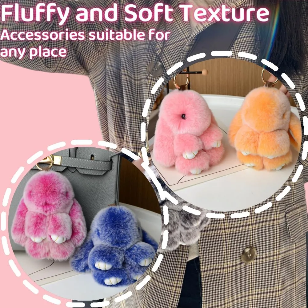 Bunny Lulu Keychain with Tin Box - Plush Pomlulu Bunny Cute Soft Keychain for Bags, Gifts for Women Girls