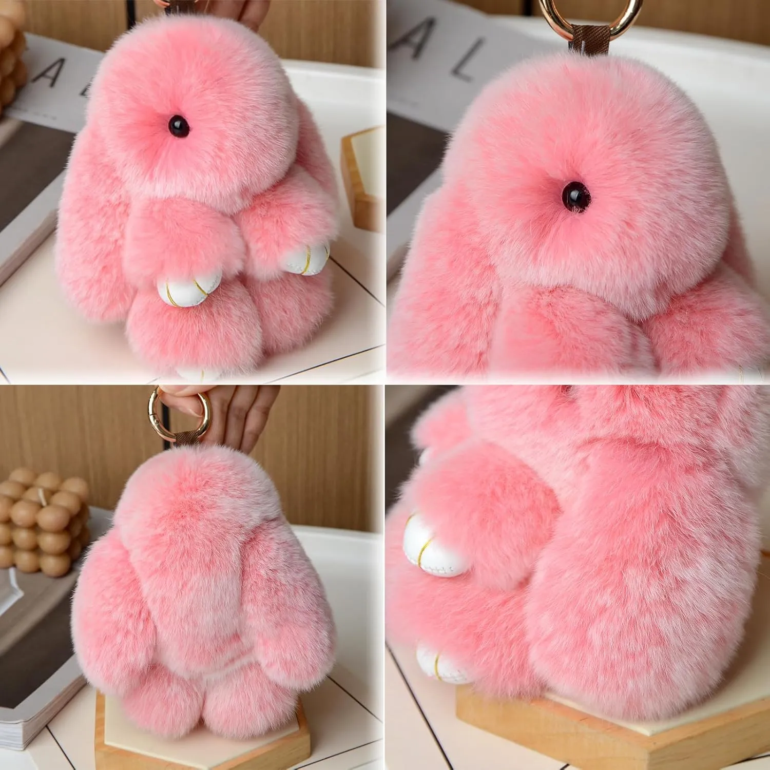 Bunny Lulu Keychain with Tin Box - Plush Pomlulu Bunny Cute Soft Keychain for Bags, Gifts for Women Girls