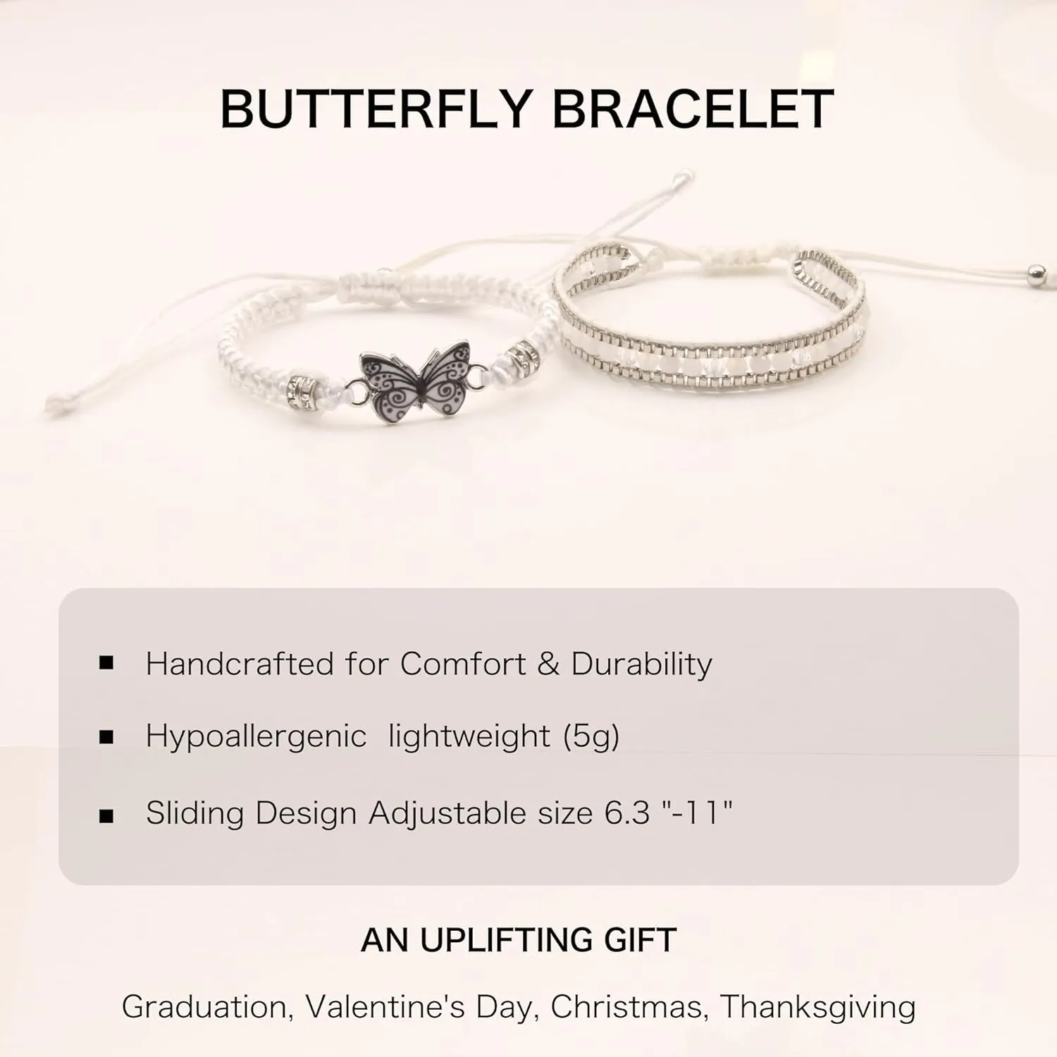 Butterfly Gifts for Women - Butterfly Bracelet Adjustable Braided Rope Friendship Bracelets Butterfly Party Favors Charm Bracelet Set for Women