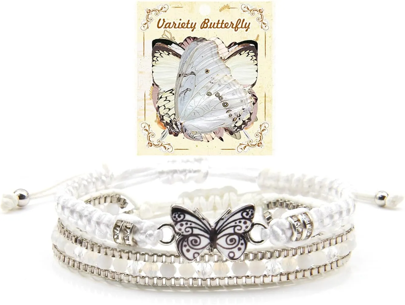 Butterfly Gifts for Women - Butterfly Bracelet Adjustable Braided Rope Friendship Bracelets Butterfly Party Favors Charm Bracelet Set for Women
