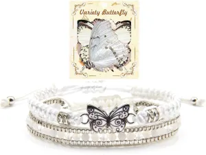 Butterfly Gifts for Women - Butterfly Bracelet Adjustable Braided Rope Friendship Bracelets Butterfly Party Favors Charm Bracelet Set for Women