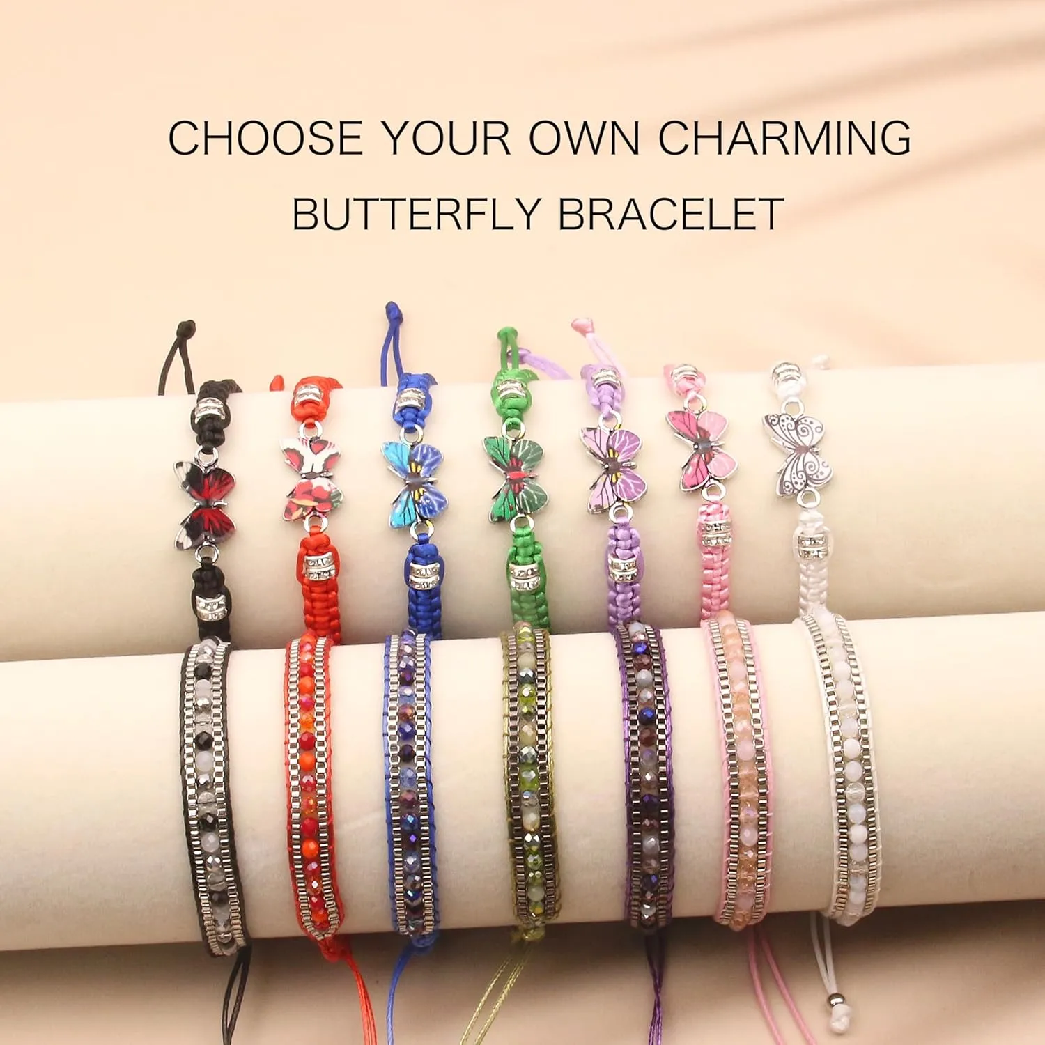 Butterfly Gifts for Women - Butterfly Bracelet Adjustable Braided Rope Friendship Bracelets Butterfly Party Favors Charm Bracelet Set for Women
