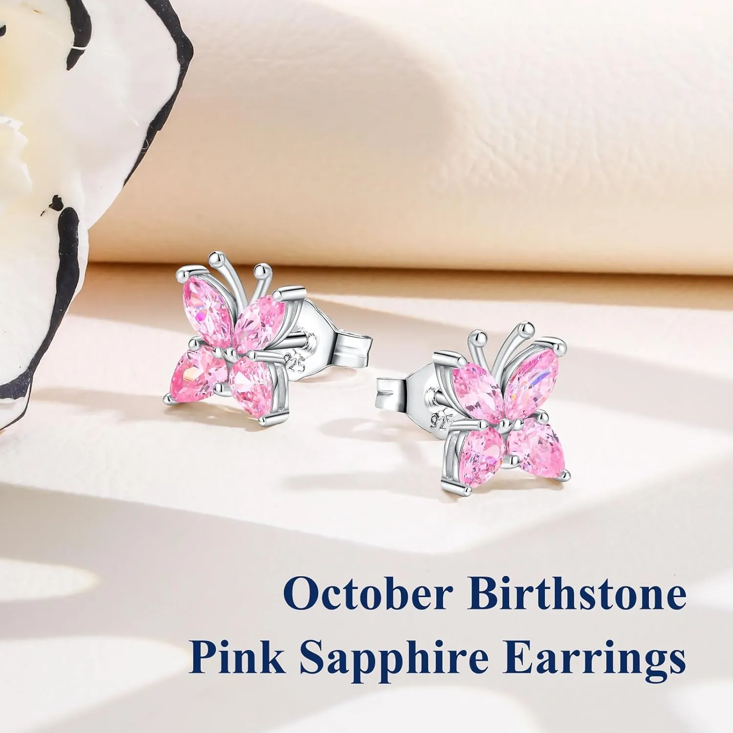 Butterfly Stud Earrings for Women 925 Sterling Silver Marquise Cut Birthstone Studs Hypoallergenic Ear Jewelry Gift for Her
