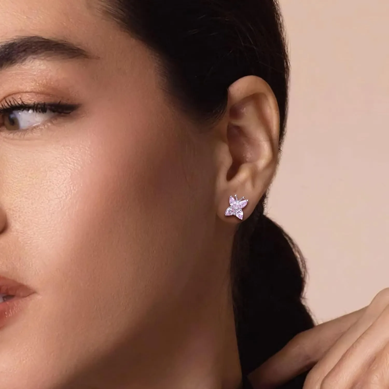 Butterfly Stud Earrings for Women 925 Sterling Silver Marquise Cut Birthstone Studs Hypoallergenic Ear Jewelry Gift for Her