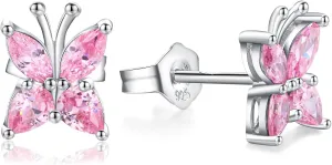 Butterfly Stud Earrings for Women 925 Sterling Silver Marquise Cut Birthstone Studs Hypoallergenic Ear Jewelry Gift for Her