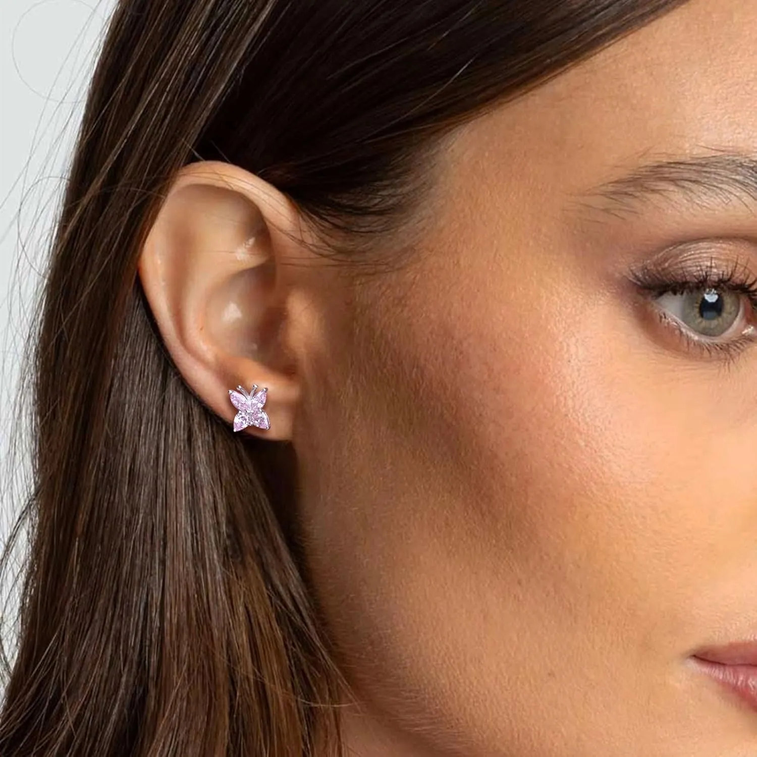 Butterfly Stud Earrings for Women 925 Sterling Silver Marquise Cut Birthstone Studs Hypoallergenic Ear Jewelry Gift for Her