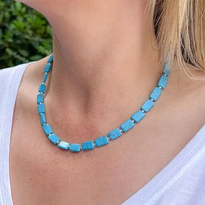 Carrie Elspeth Turquoise Mosaic Rectangle Full Necklace
