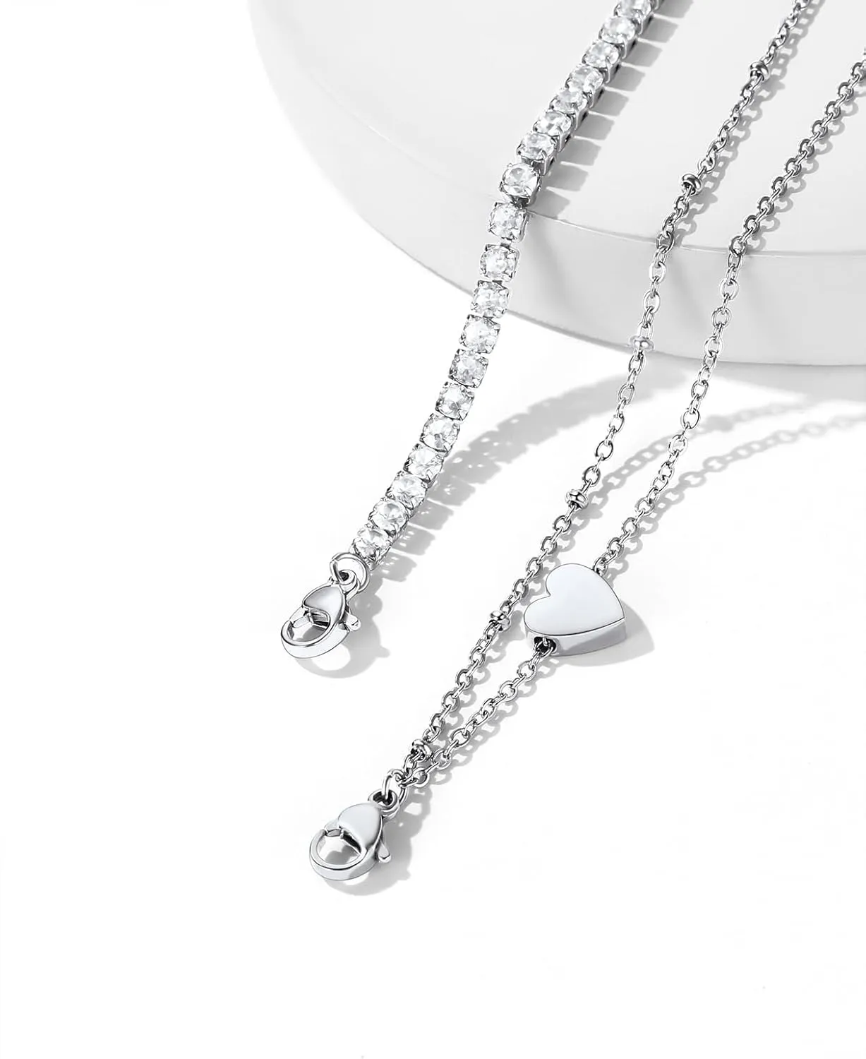 ChainsHouse Anklet Bracelets for Women, Gold Plated/Stainless Steel Layered Waterproof Anklets Cubic Zirconia Snake Cuban Chain Anklets Set for Women Summer Beach Jewelry Gifts