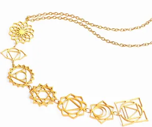 Chakra Necklace - Long Yoga 7 Chakra Necklaces, Women Trendy Dainty 14k Gold Plated/Silver Y Shaped Pendant, Spiritual Healing
