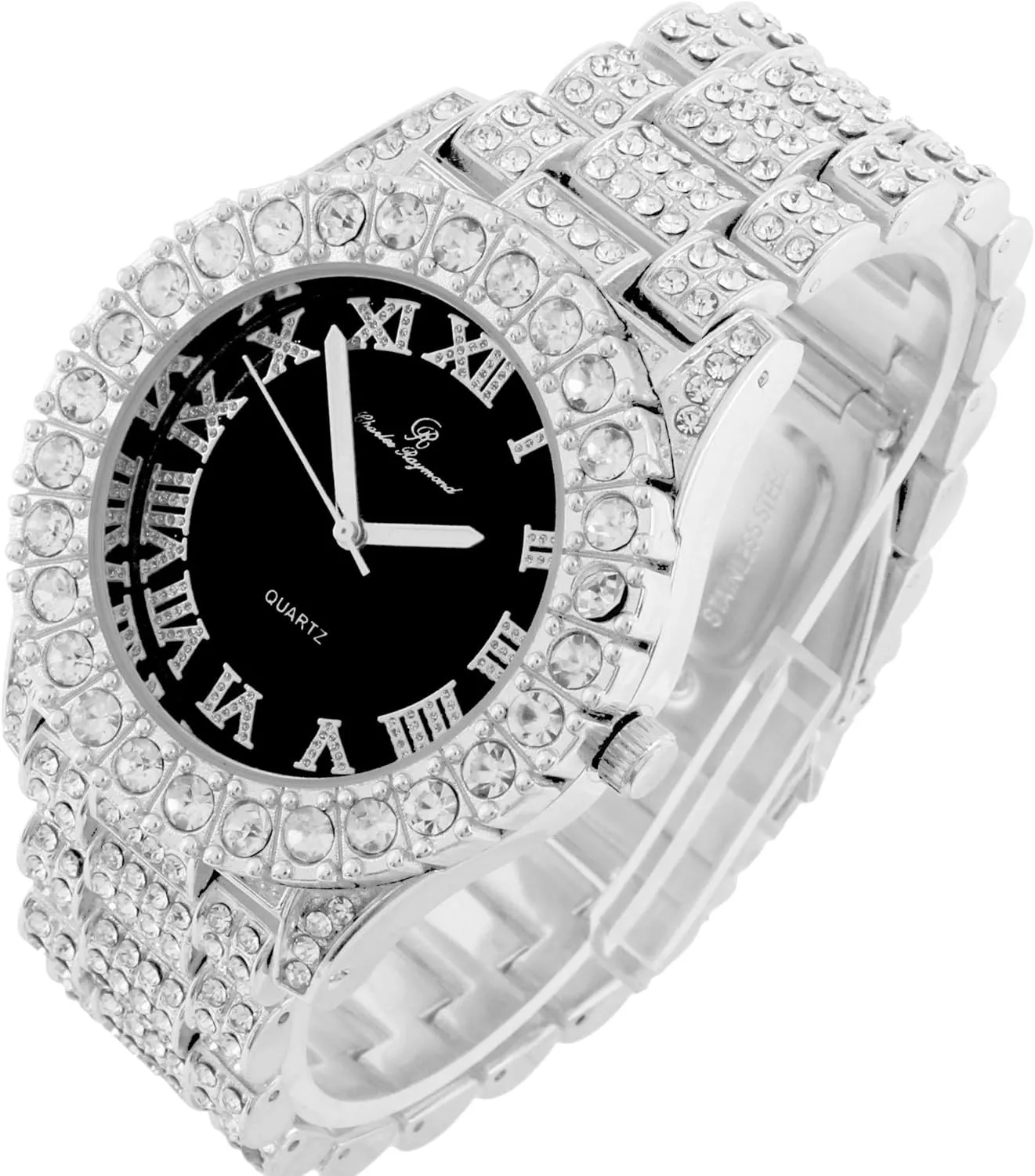 Charles Raymond Mens Big Rocks with Roman Numerals Fully Iced Out Colorful Dial Watch - ST10327 RN Single