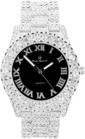 Charles Raymond Mens Big Rocks with Roman Numerals Fully Iced Out Colorful Dial Watch - ST10327 RN Single