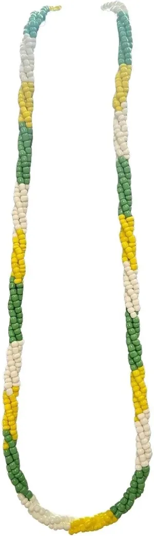 CHAVARIOS 14 inches San Judas Tadeo torsal necklace 1 piece, Green, white, yellow