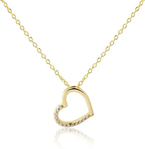 Cherished Moments Children's Sterling Silver and 14K Gold Plated Floating Heart Necklace with Pink and Clear CZ Stones Gift for Little Girls, Toddlers, and Kids