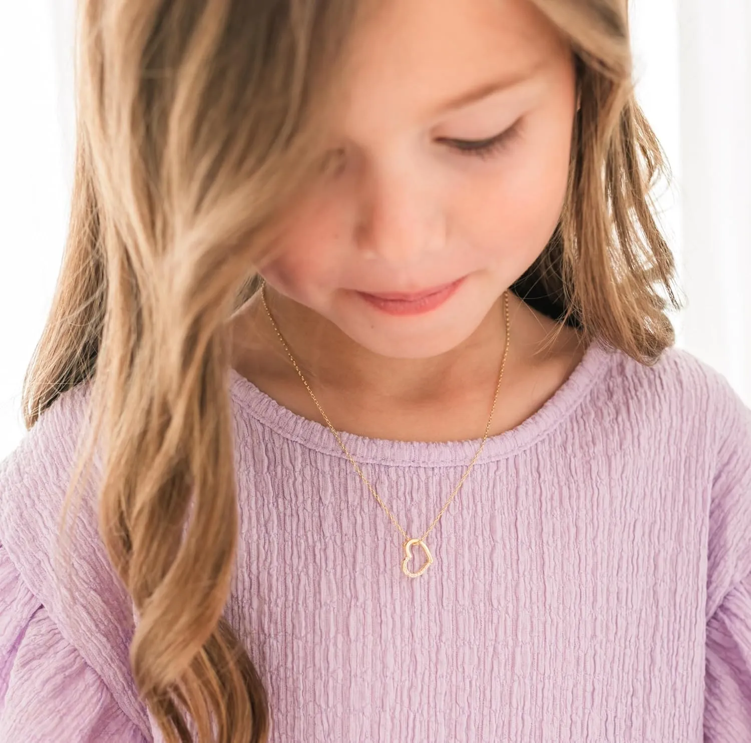 Cherished Moments Children's Sterling Silver and 14K Gold Plated Floating Heart Necklace with Pink and Clear CZ Stones Gift for Little Girls, Toddlers, and Kids