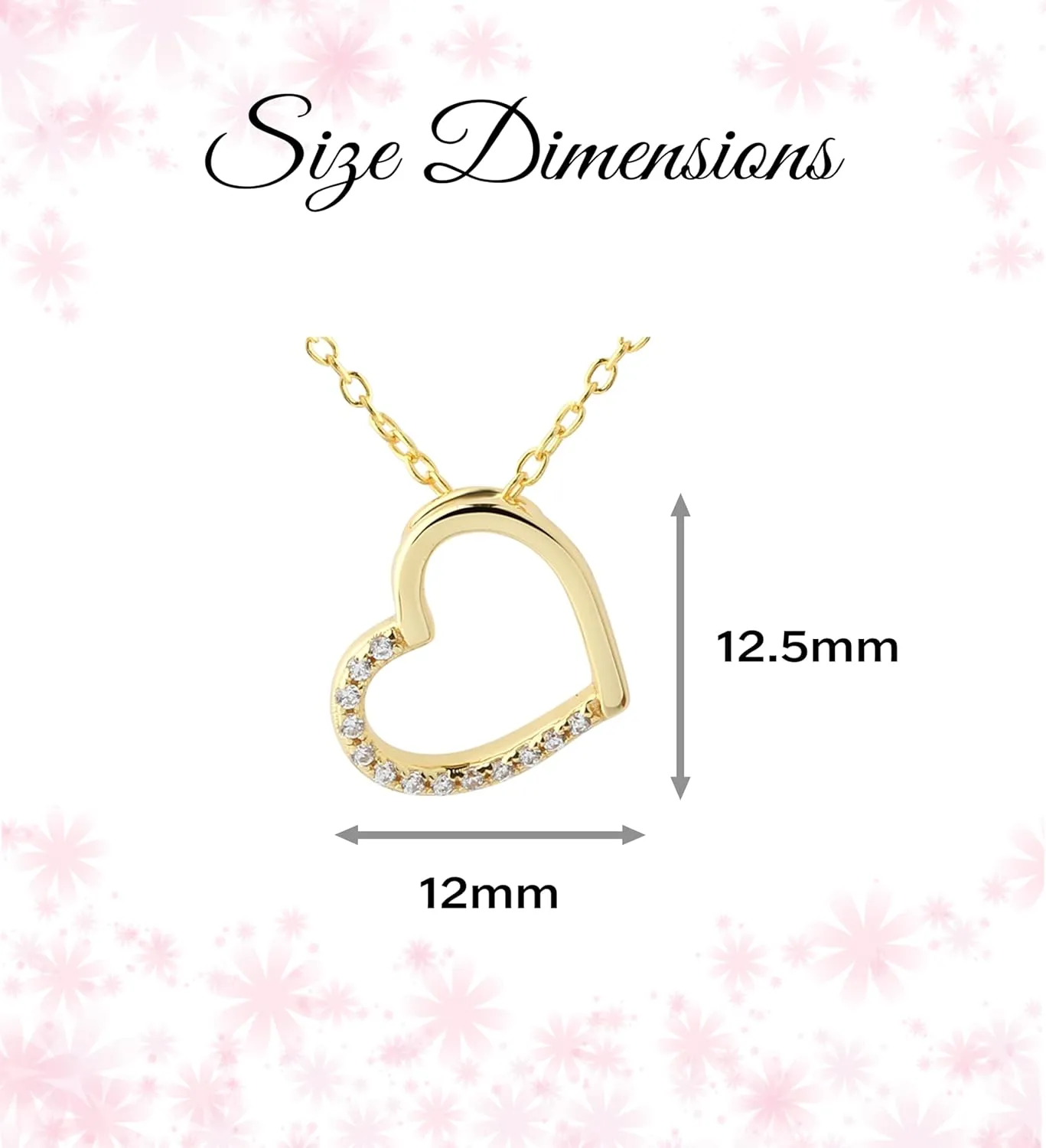 Cherished Moments Children's Sterling Silver and 14K Gold Plated Floating Heart Necklace with Pink and Clear CZ Stones Gift for Little Girls, Toddlers, and Kids