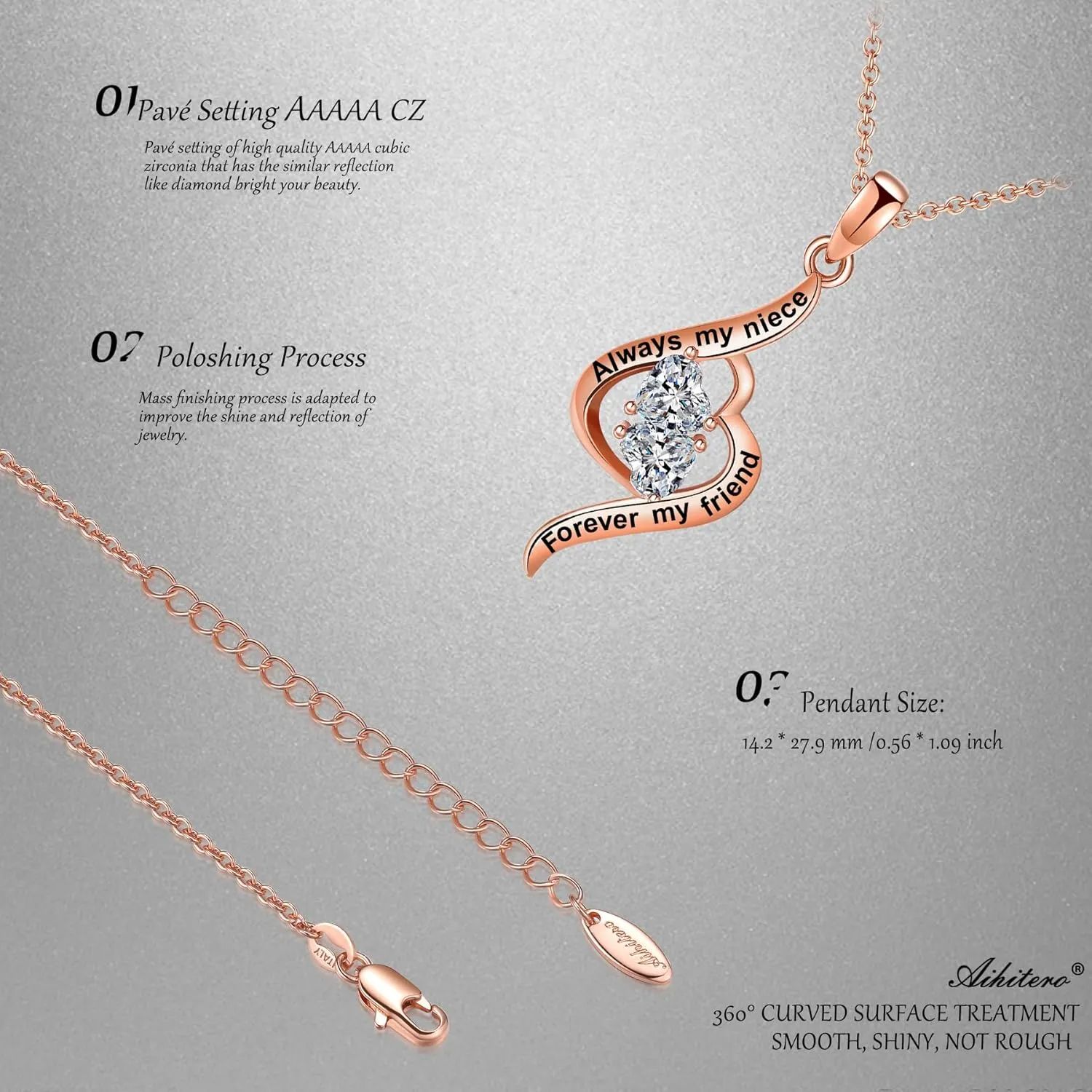 Christmas Auntie Niece Gifts, Aunts like You Are Precious & Few Love Heart Pendant Necklace, Always My Niece Forever My Friend Jewelry for Women, Her Birthday Anniversary Xmas Present