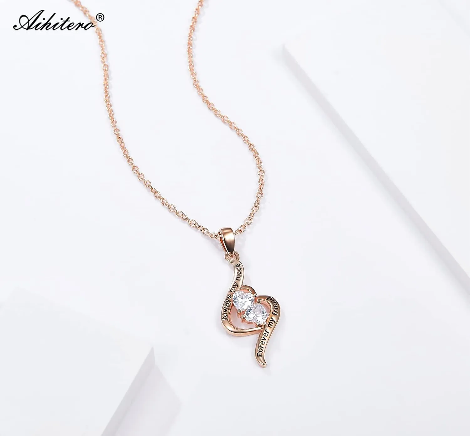 Christmas Auntie Niece Gifts, Aunts like You Are Precious & Few Love Heart Pendant Necklace, Always My Niece Forever My Friend Jewelry for Women, Her Birthday Anniversary Xmas Present