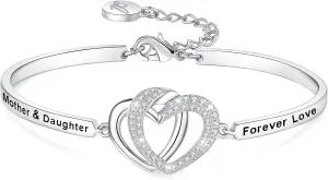 Christmas Badass Daughter Gift, Always My Daughter Forever My Friend Bangle Bracelet, Mother/Father Daughter Forever Love Women Jewelry, Birthday Xmas Wedding Present from Dad Mom