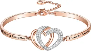 Christmas Badass Daughter Gift, Always My Daughter Forever My Friend Bangle Bracelet, Mother/Father Daughter Forever Love Women Jewelry, Birthday Xmas Wedding Present from Dad Mom