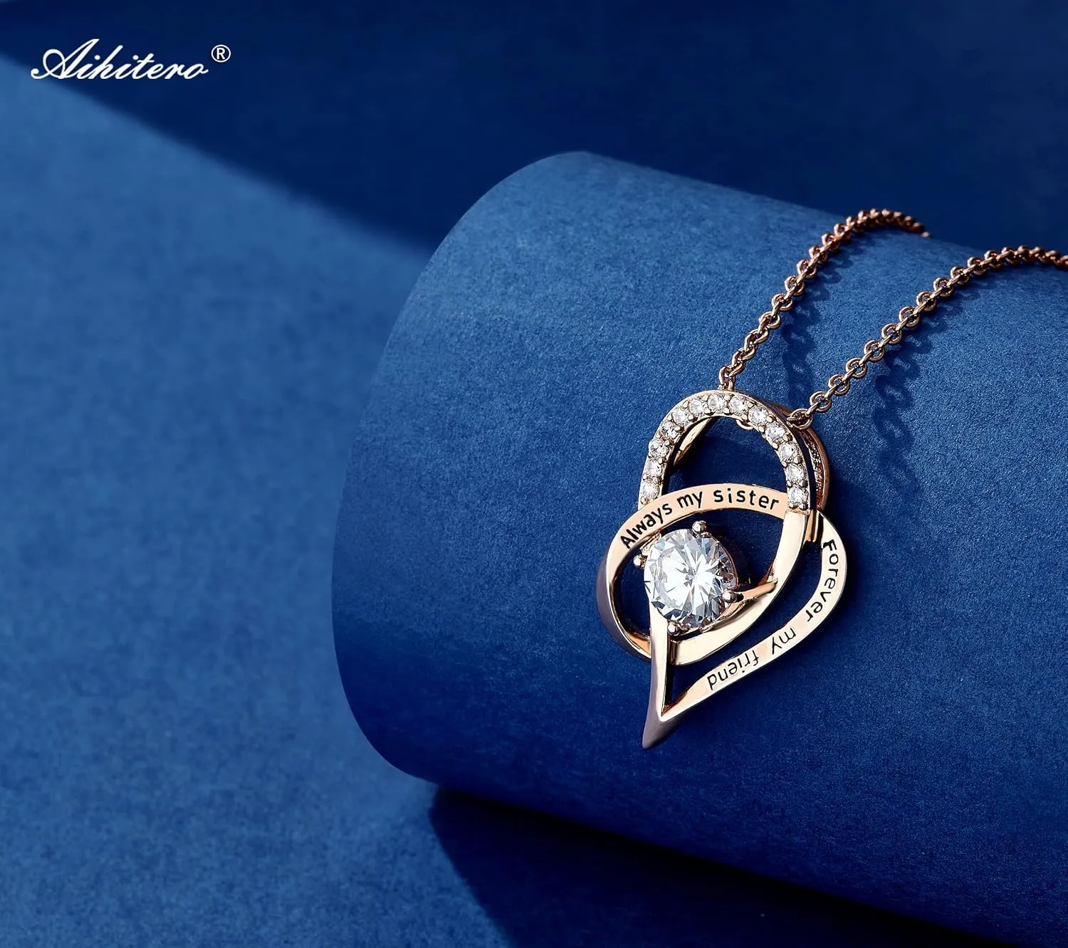 Christmas Gift for Sister, Always My Sister Forever My Friend Best Sister Ever' Love Heart Pendant Necklace, Jewelry for Women, Birthday Anniversary Xmas Present from BFF Brother Siblings