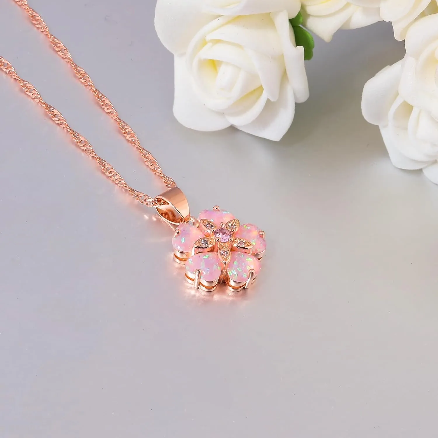 CiNily Opal Pendant Necklace Gold Plated Opal Jewelry Gifts for Women Girls Gemstone Necklaces