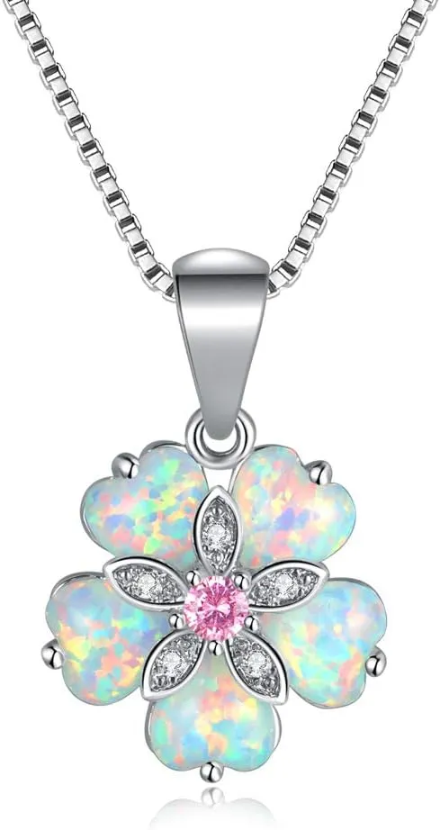 CiNily Opal Pendant Necklace Gold Plated Opal Jewelry Gifts for Women Girls Gemstone Necklaces