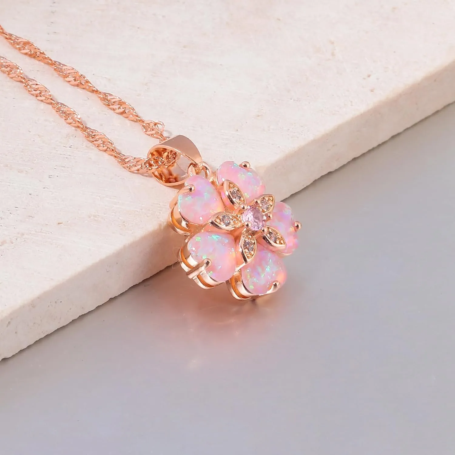 CiNily Opal Pendant Necklace Gold Plated Opal Jewelry Gifts for Women Girls Gemstone Necklaces