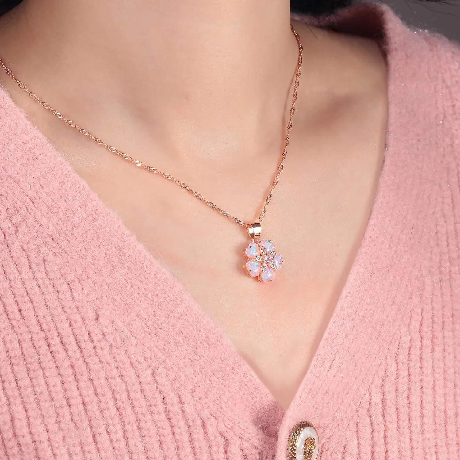 CiNily Opal Pendant Necklace Gold Plated Opal Jewelry Gifts for Women Girls Gemstone Necklaces