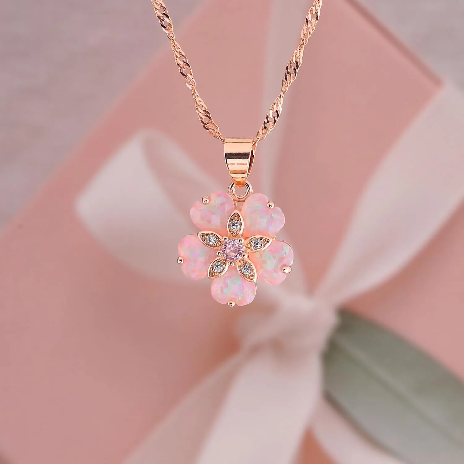CiNily Opal Pendant Necklace Gold Plated Opal Jewelry Gifts for Women Girls Gemstone Necklaces