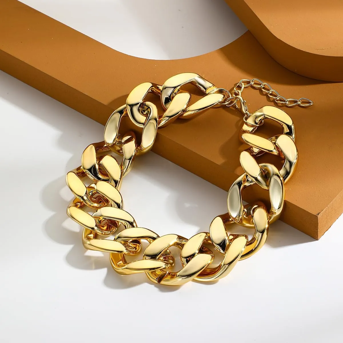 CJIAYUJEW Chunky Gold Cuban Chain Necklace Bracelets Set Punk Silver Thick Chain Link Choker Earrings Trendy Hip Hop Statement Choker Necklace Jewelry for Women