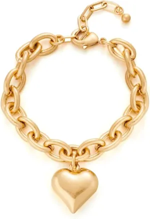 CLASSYZINT Heart Bracelet for Women Puffy Heart Charm Bracelet Link Chain Bracelet Adjustable Link Bracelets