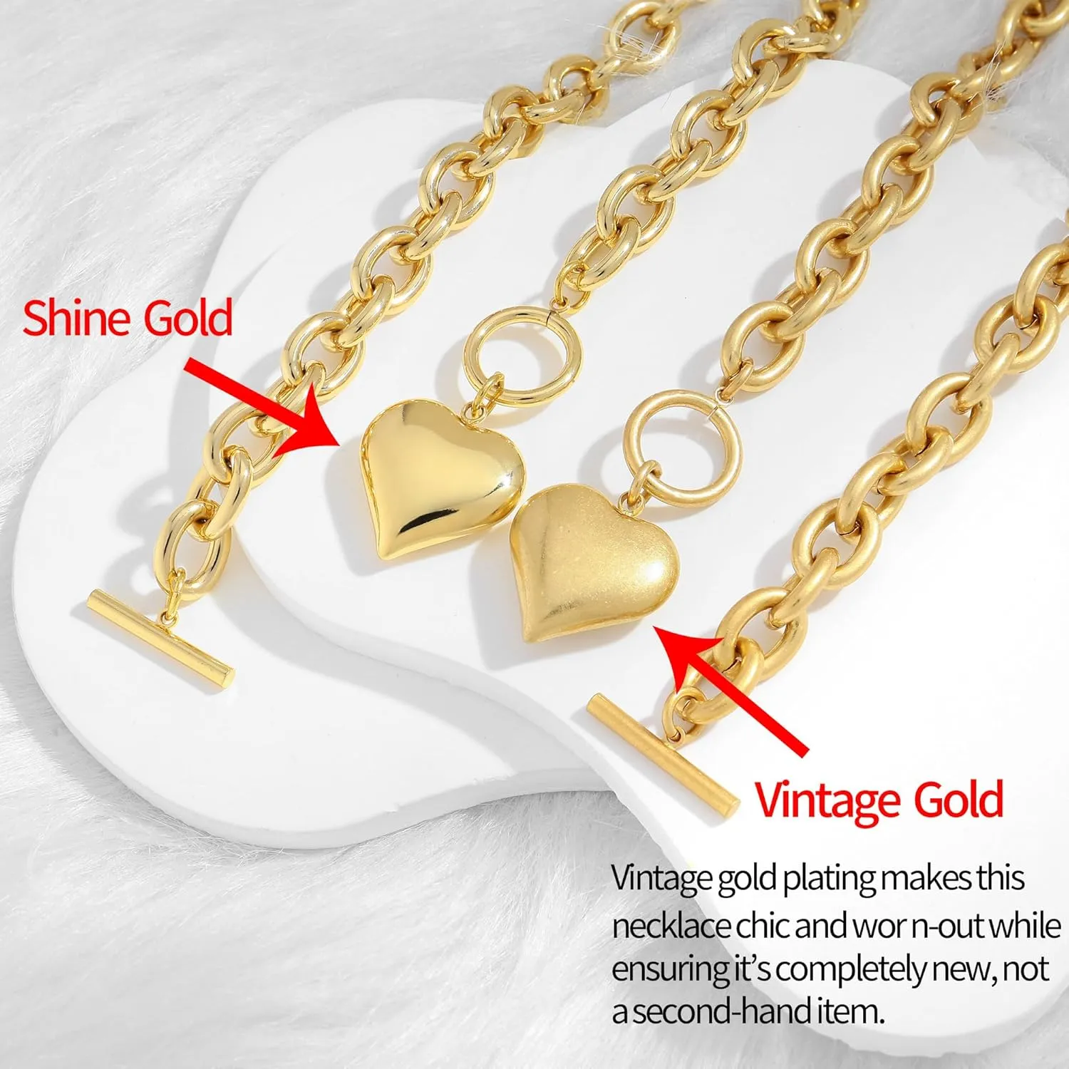 CLASSYZINT Heart Bracelet for Women Puffy Heart Charm Bracelet Link Chain Bracelet Adjustable Link Bracelets