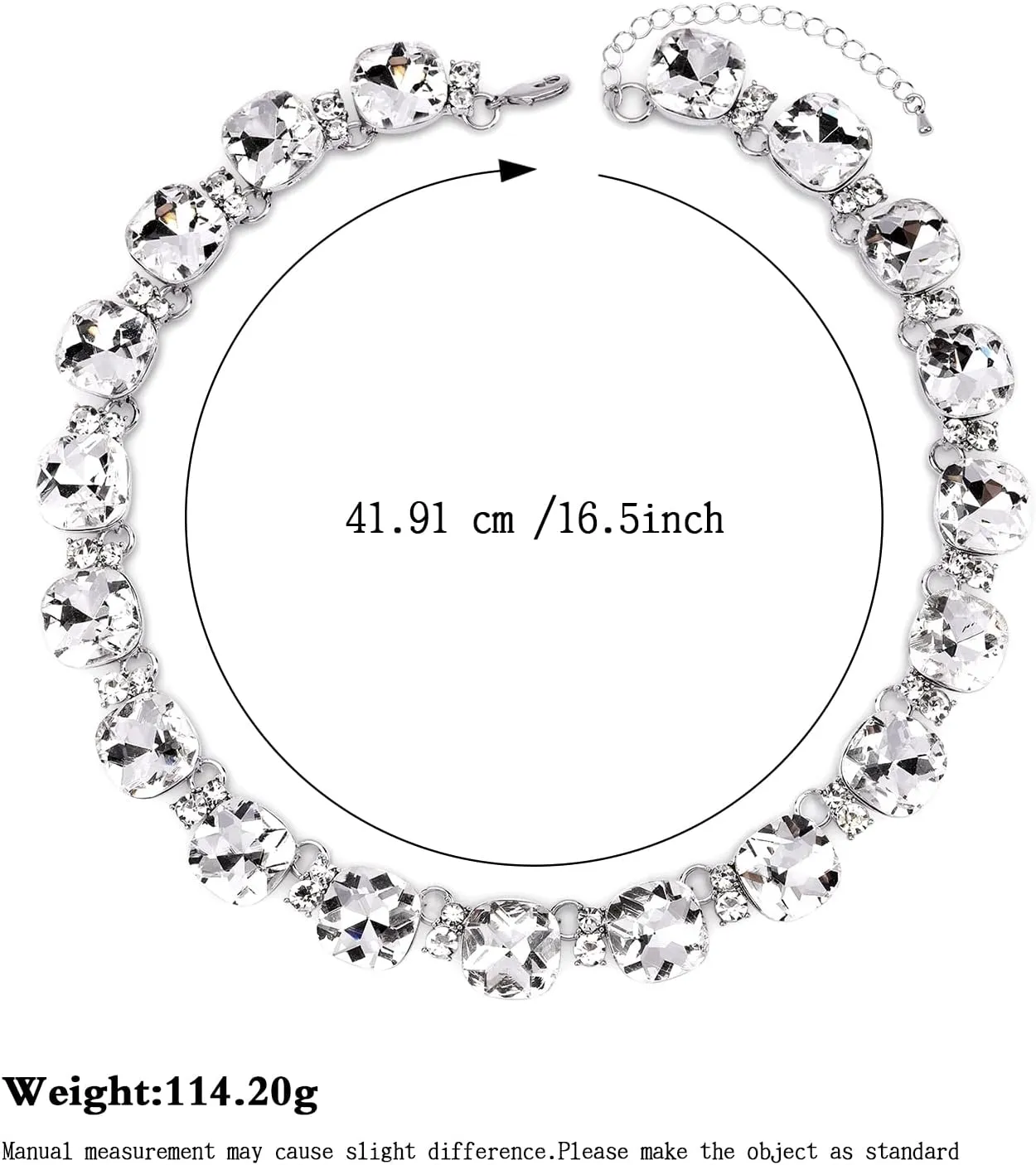 Clear Purple Austrian Crystal Wedding Bridal Jewelry Set for Brides Bridesmaid, Gemstone Statement Necklace and Earring Set Formal Prom Jewelry Set for Silver-Tone Fit With Wedding Evening Dress