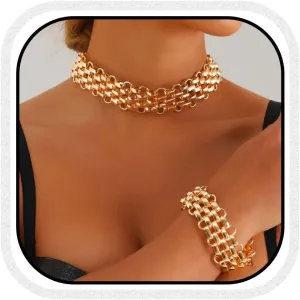 CLOACE Choker Necklaces Set Chunky Punk Necklace Cuban Link Thick Necklace Jewelry 2 Pcs for Women