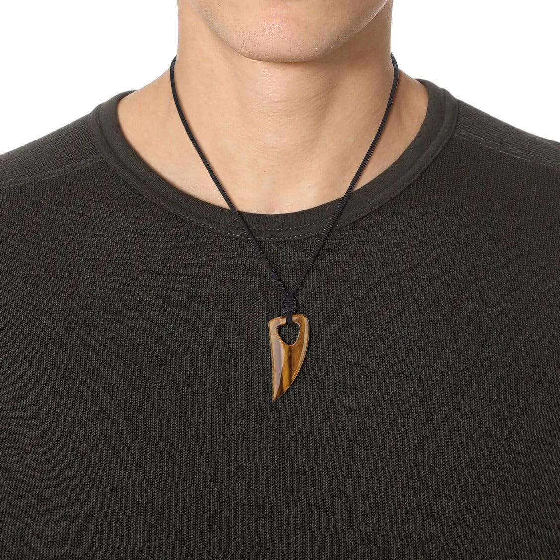 COAI Mens Womens Amulet Stone Pendant Wolf Tooth Necklace