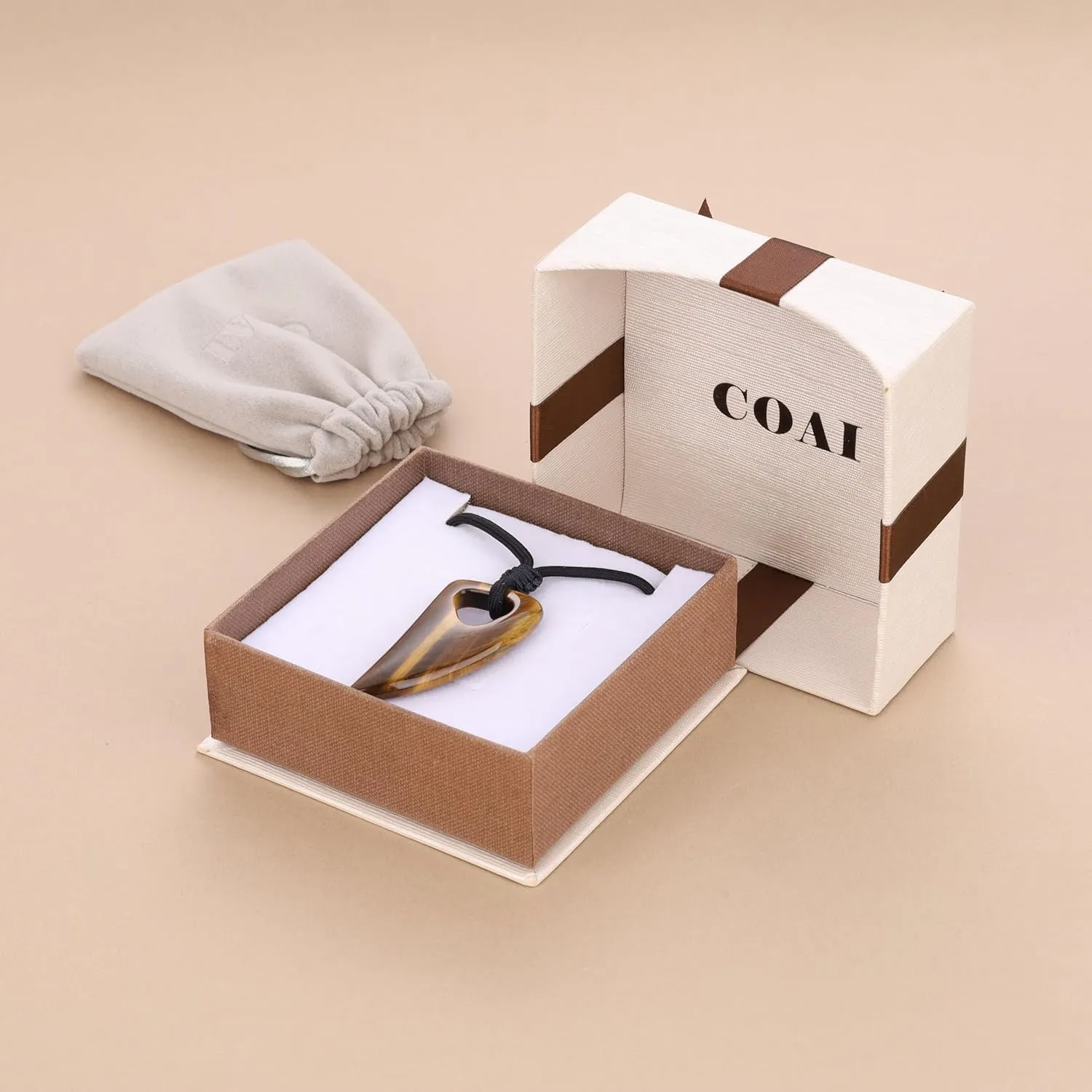 COAI Mens Womens Amulet Stone Pendant Wolf Tooth Necklace