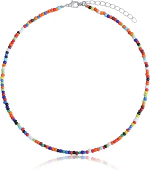 Colorful Beaded Necklace for Women Beaded Pearl Choker Necklace for Teen Girls Stainless Steel 14K Gold Plated Necklace Y2K Trendy Pearl Necklace for Women Gift