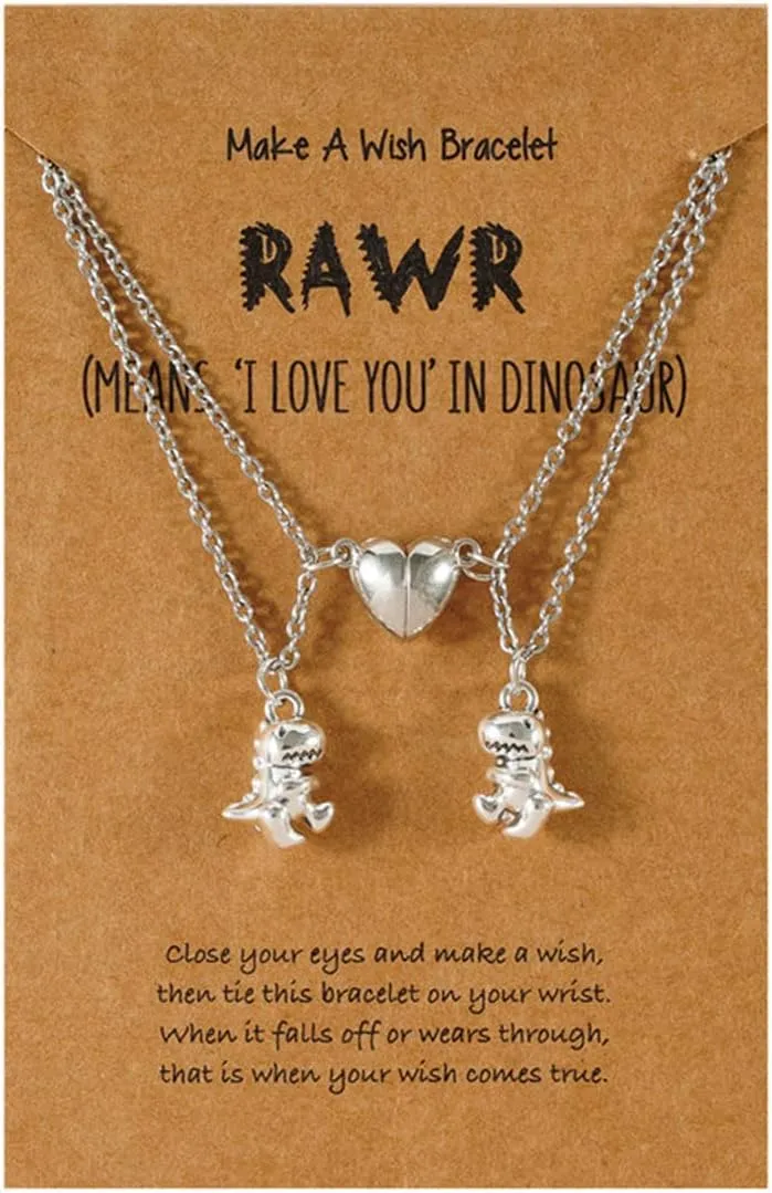 COLORFUL BLING Cute Mushroom Dinosaur Necklace Set Mutual Attraction Matching Split Heart Sun Moon Butterfly Pendant Necklace Best Friends Friendship Couple Jewelry
