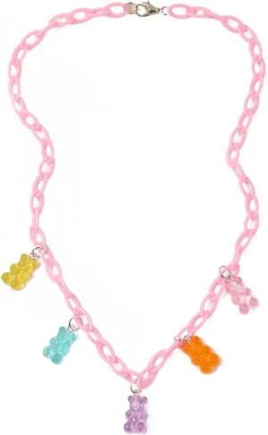 COLORFUL BLING Cute Small Bear Acrylic Chain Necklace Resin Candy Color Gummy Bear Simple Jewelry for Women