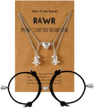 COLORFUL BLING Mutual Attraction Love Heart Necklace Friendship Dinosaur Mushroom Pendant Matching Necklace for Couples Best Friends Friendship Pinky Promise Long Distance Jewelry