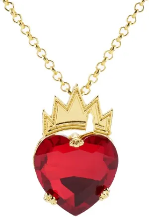 COLORFUL BLING Red Heart Golden Crown Necklace Descendants Queen of Hearts Ruby birthstones Costume Fan Jewelry Valentine's Day Sweetheart Gift for Her (red)