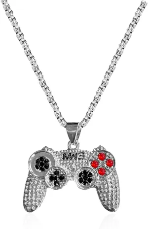 Colorful Crystal Game Controller Necklaces Punk Hip Hop Friendship Game Console Necklace for Best Friends