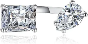 Colorful Cubic Zirconia Teardrop Rectangular Ring Geometric Adjustable Jewelry for Women