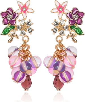 Colorful Dangle Beaded Earrings for Women Drop Pearl Stone Beads Gold Plated Statement Earrings Handmade Fashion Jewelry Gift for Women, Flower/Sun Moon/Butterfly/Bow