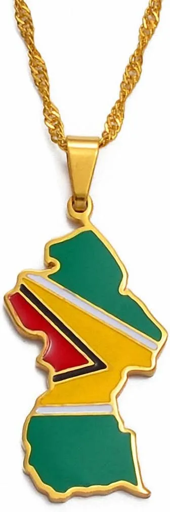 Colorful Flags Nigeria Ghana Jamaica Maps Stainless Steel Enamel Pendant Necklace