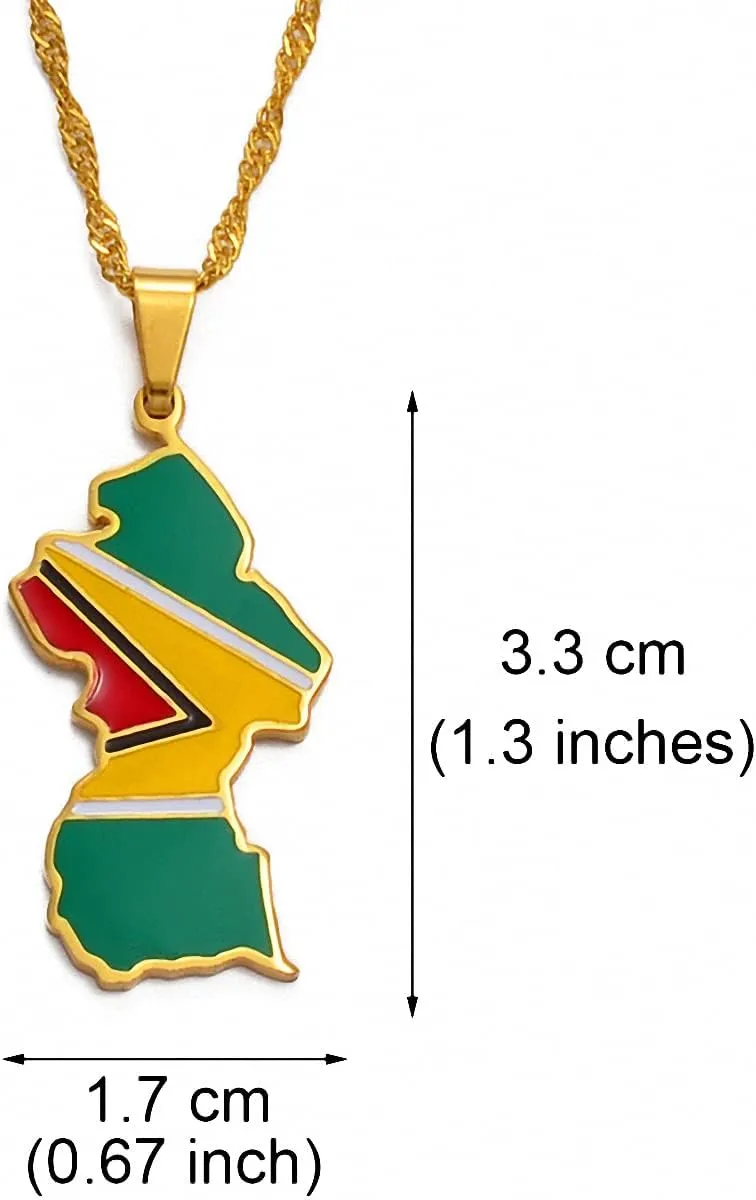 Colorful Flags Nigeria Ghana Jamaica Maps Stainless Steel Enamel Pendant Necklace